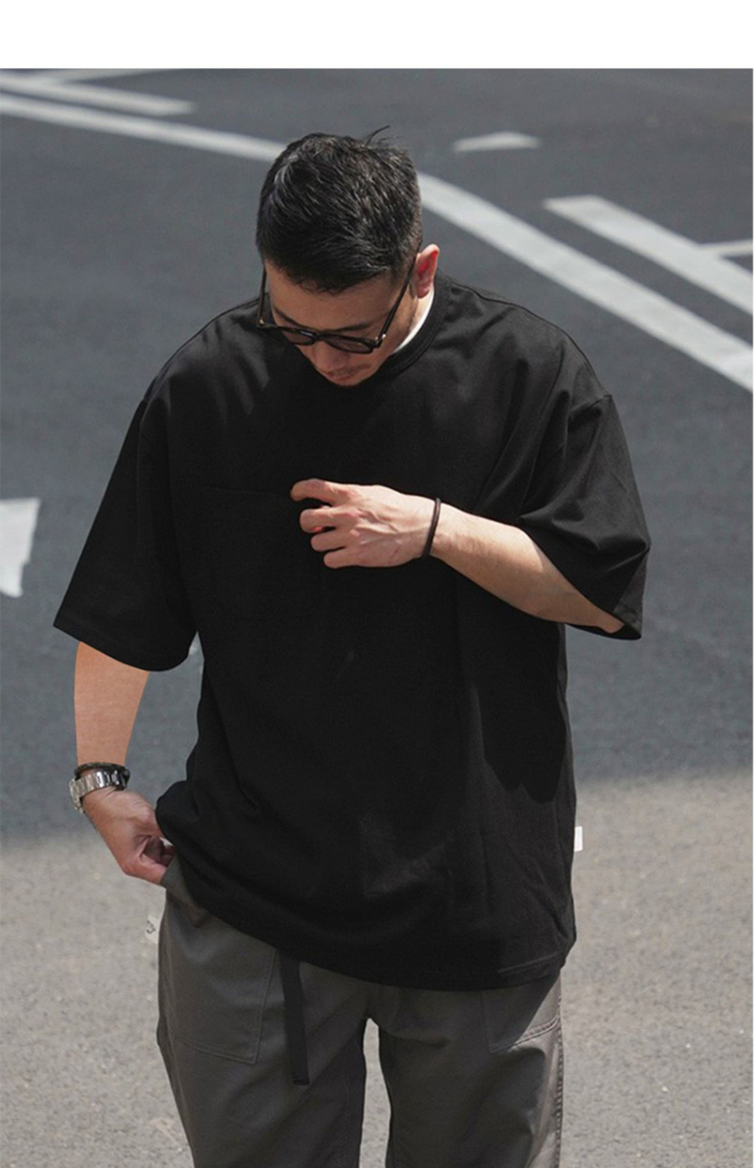 50代メンズファッション ゆとりシルエット贅沢コットン  【ワイドフィットTシャツ】
