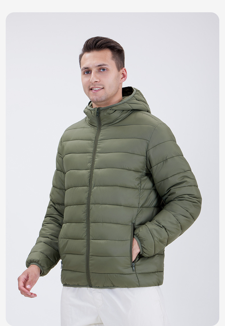 50代メンズファッション アウター 冬の定番 軽量中綿フード付きジャケット