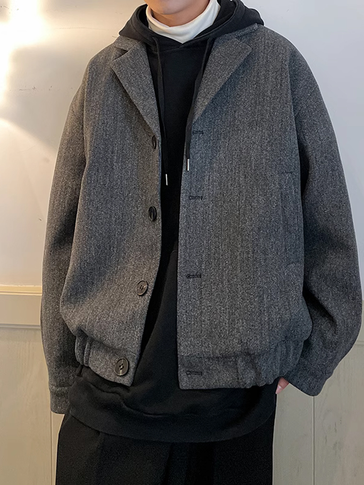 50代メンズファッション アウター 上質ウール混ブルゾン風ショートコート