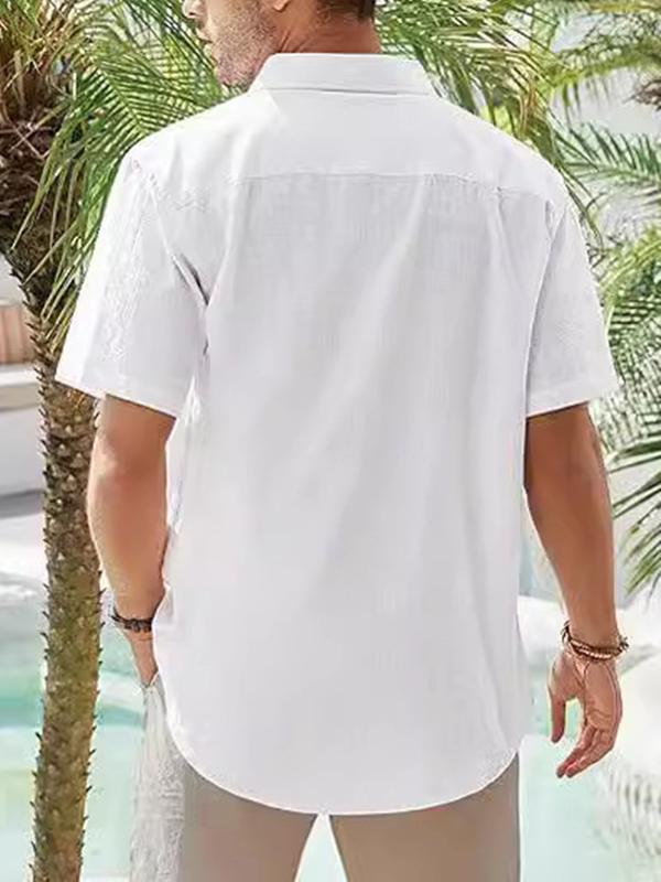 50代メンズファッション 【天然素材　半袖シャツ】 4カラー
