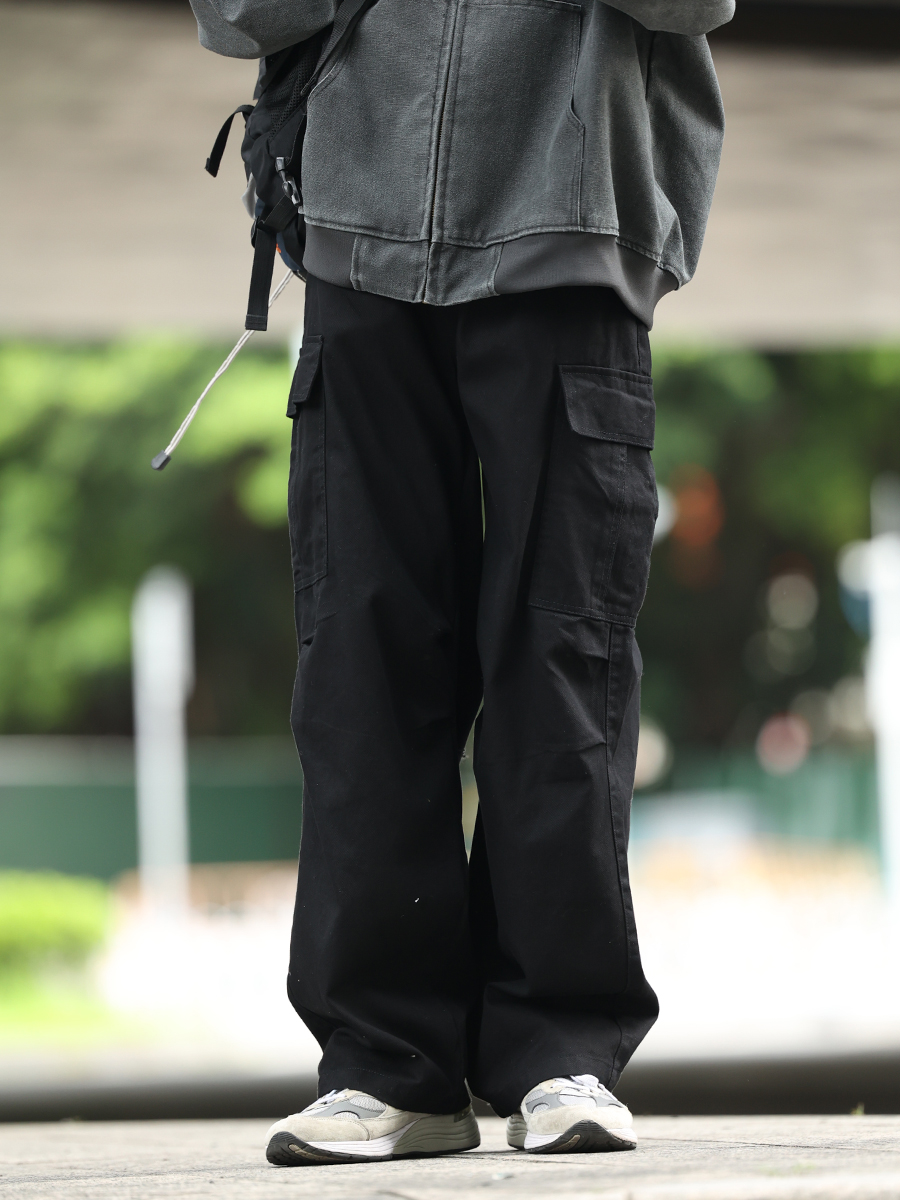 50代メンズファッション パンツ/ズボン ゆったりカーゴワイドパンツ
