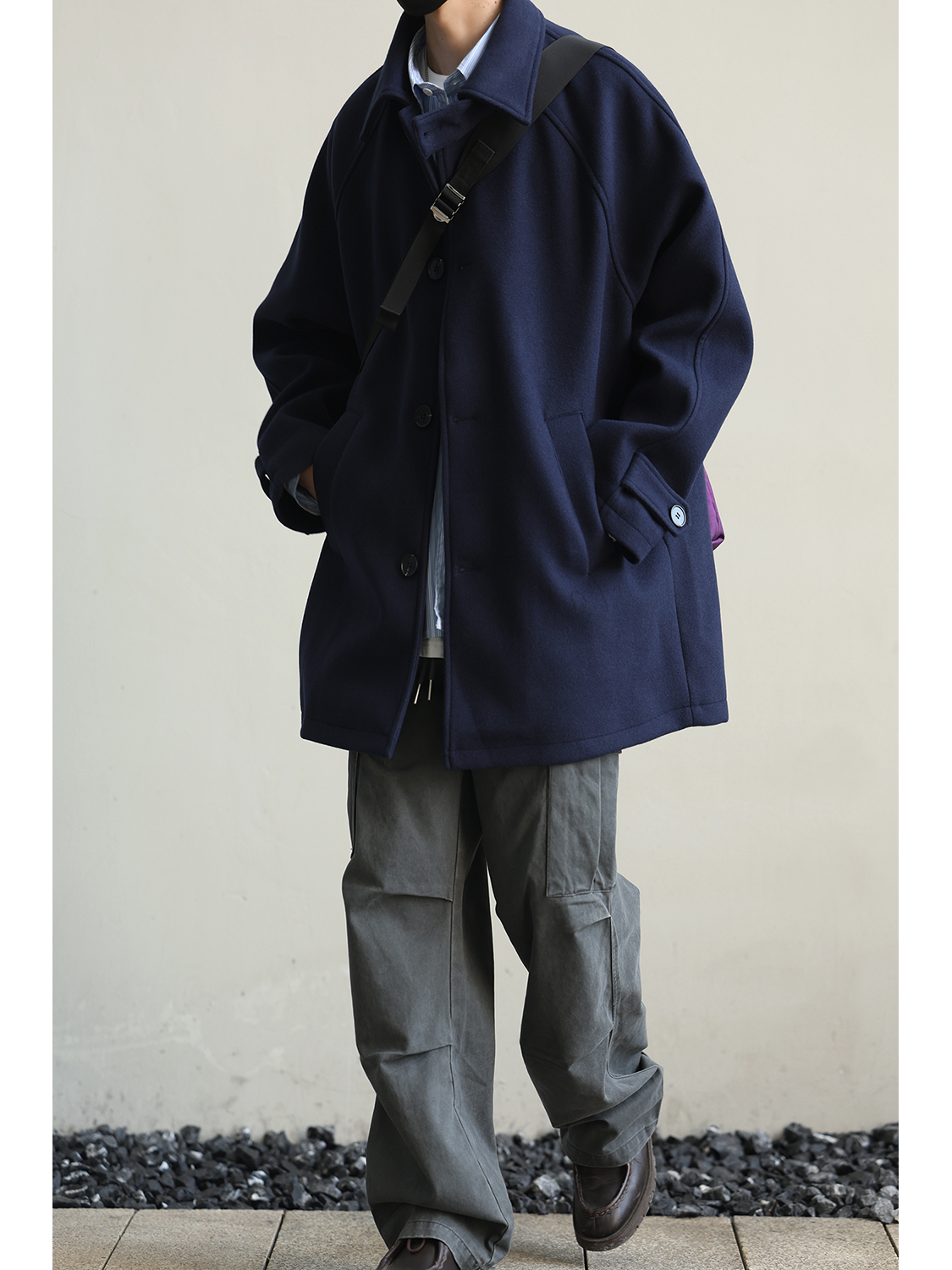 50代メンズファッション アウター ゆったりシルエット ハーフコート