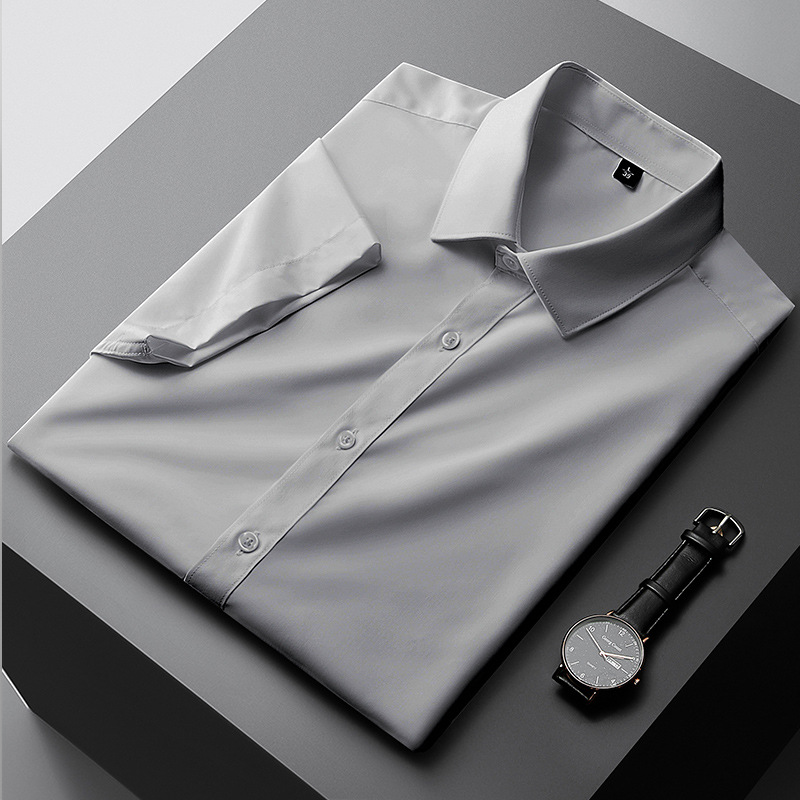 50代メンズファッション 　【上質シルエット半袖ワイシャツ】5カラータイプ