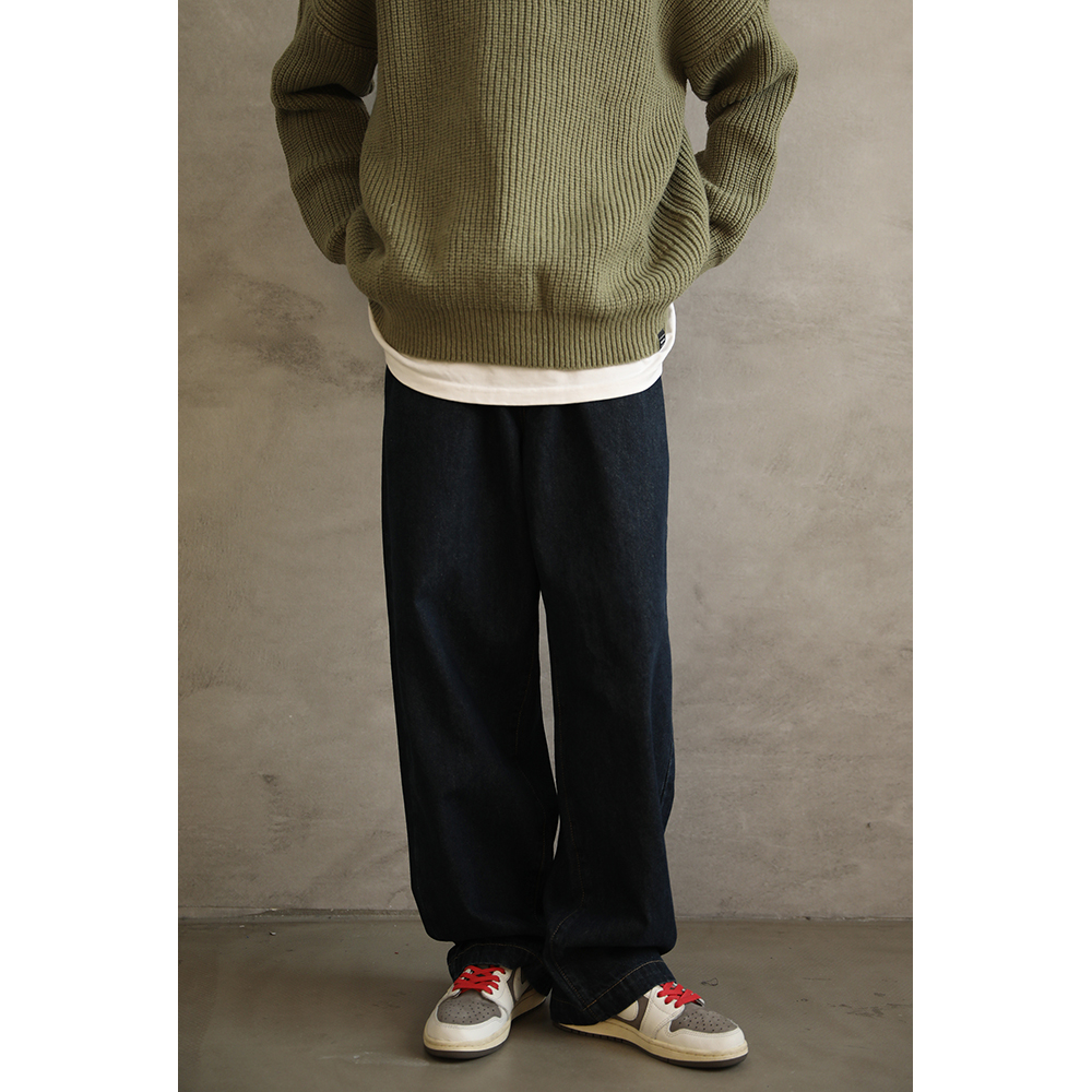 50代メンズファッション パンツ/ズボン ゆとりのあるストレート デニムパンツ