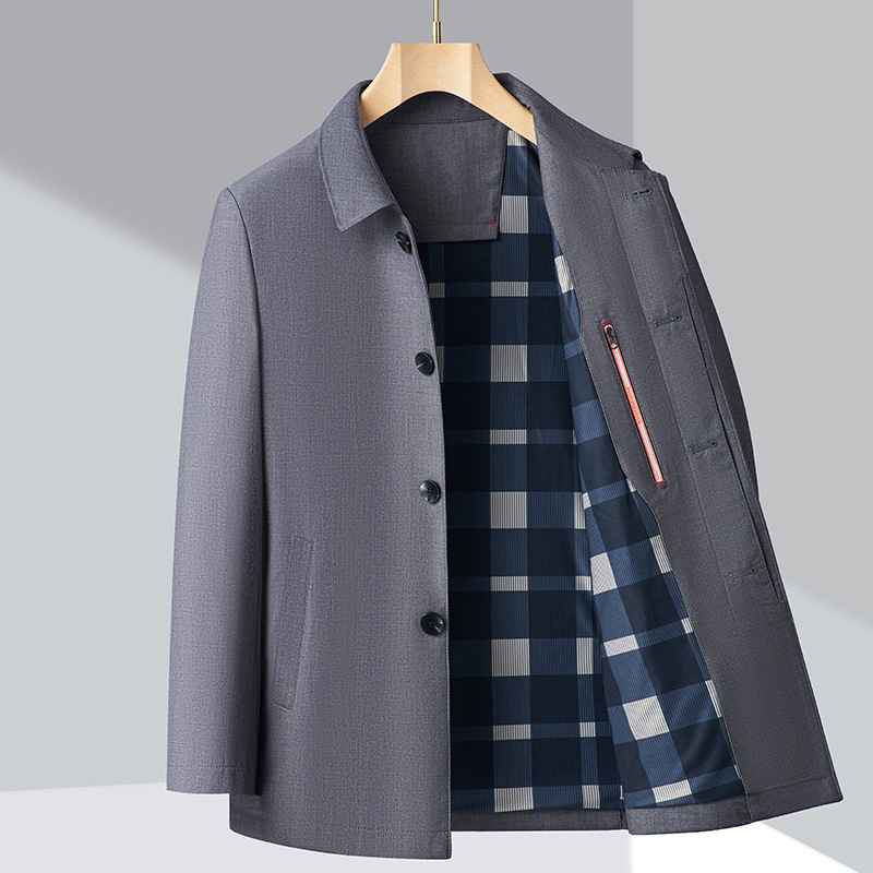 50代メンズファッション アウター シンプルスタンドカラー スプリングコート 3カラー