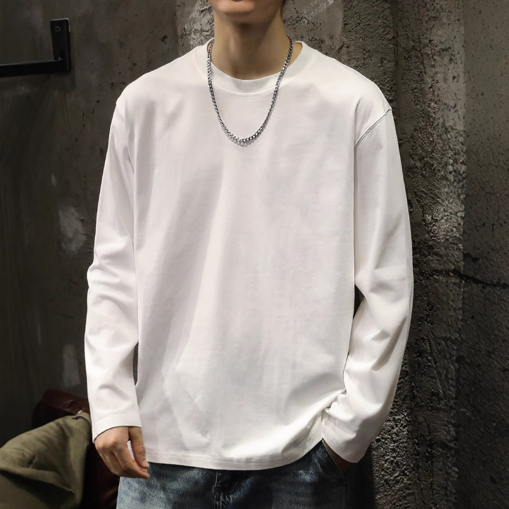 50代メンズファッション トップス シンプル無地ロングスリーブカットソー