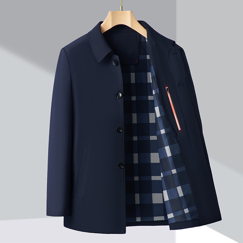 50代メンズファッション アウター シンプルスタンドカラー スプリングコート 3カラー