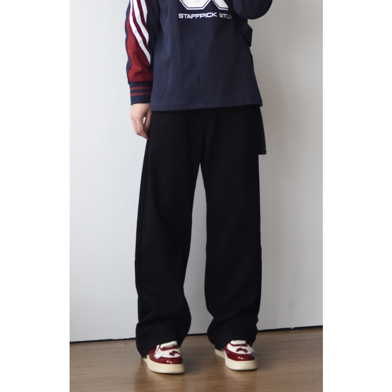 50代メンズファッション パンツ/ズボン ゆったりワイドストレートパンツ