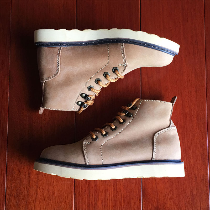 50代メンズファッション 本革レースアップ【厚底ワークブーツ】