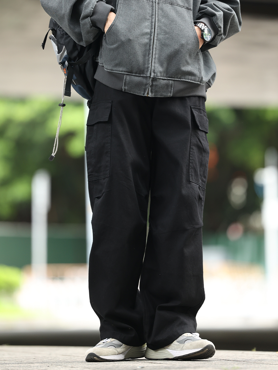50代メンズファッション パンツ/ズボン ゆったりカーゴワイドパンツ