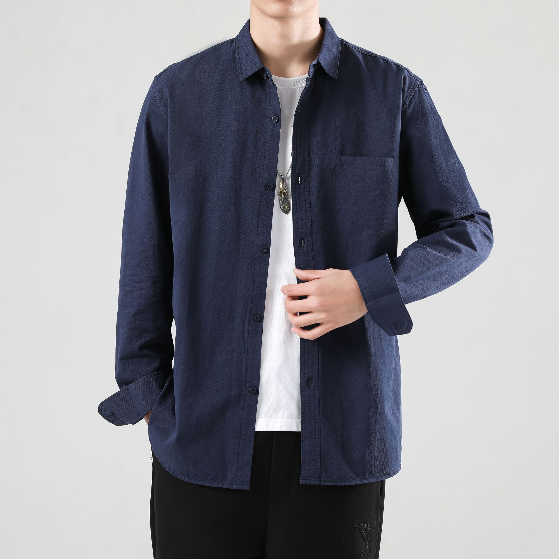 50代メンズファッション トップス シンプル上質シャツジャケット