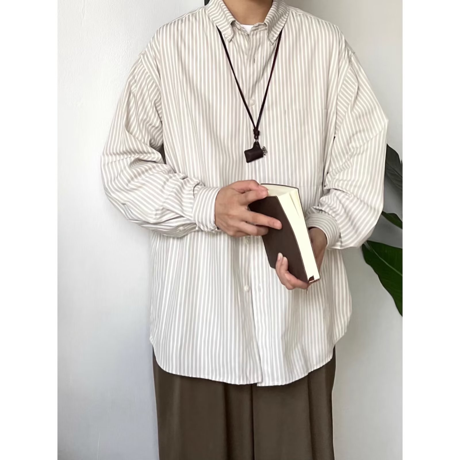 50代メンズファッション トップス ストライプ柄 スタンダードシャツ