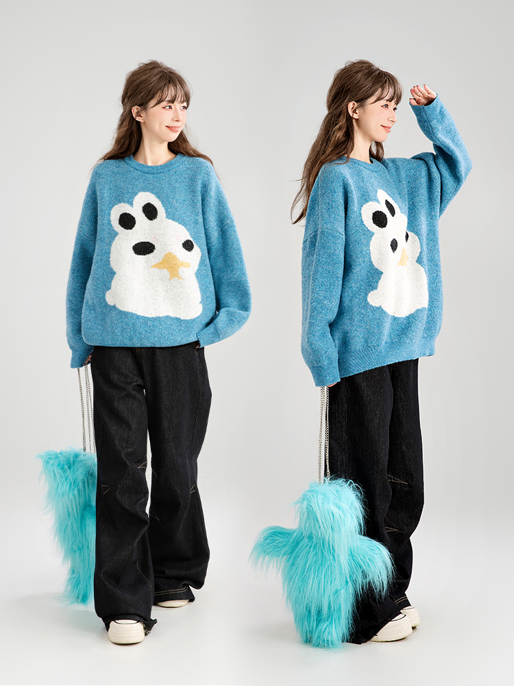  うさぎモチーフチュニックスウェット