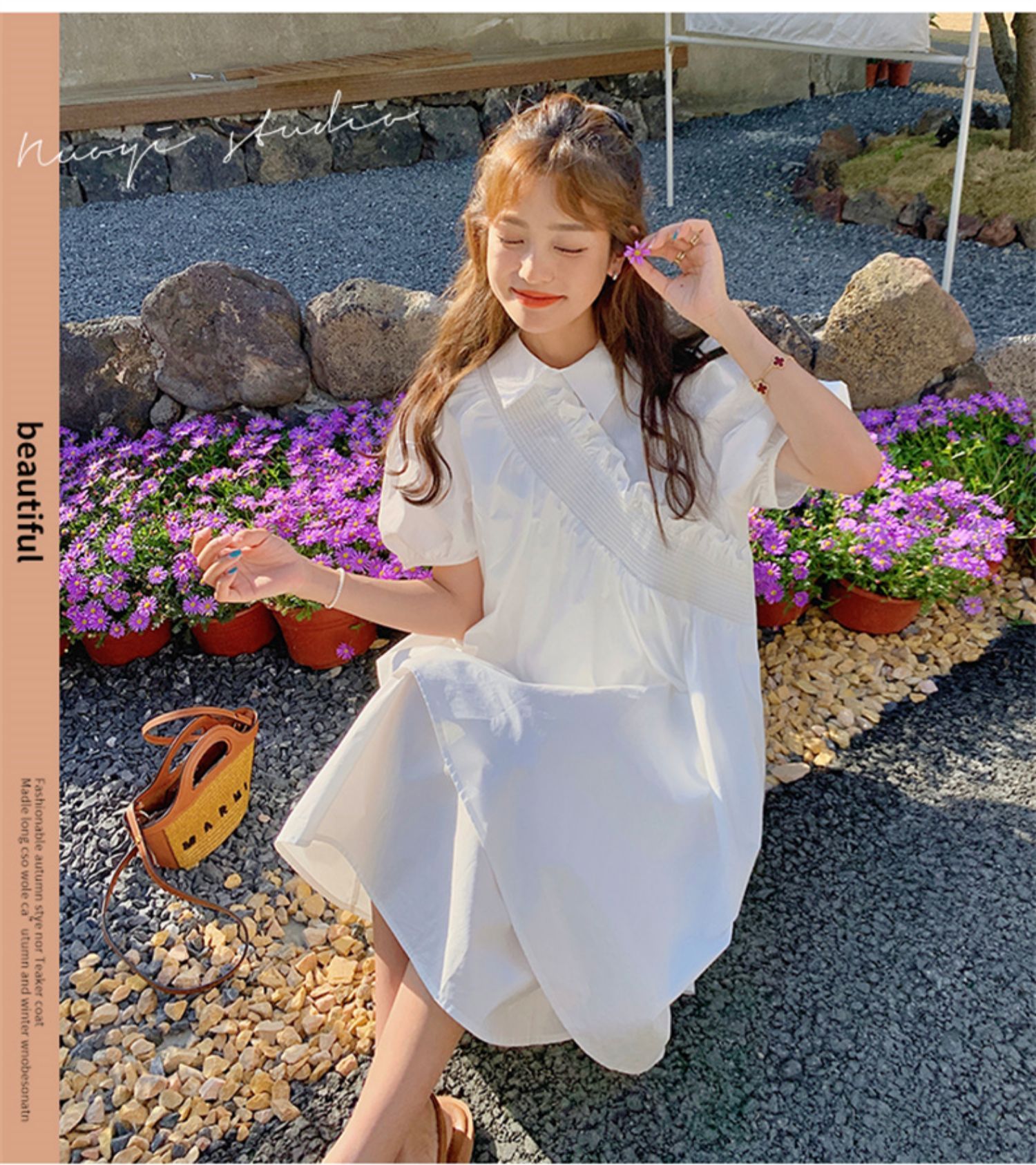 シンプル優美チュニックワンピース