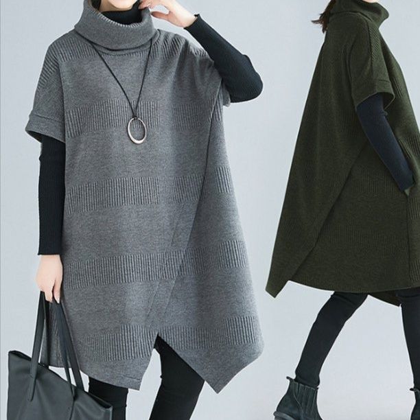 タートルネック ニットワンピース チュニック 秋冬 暖か