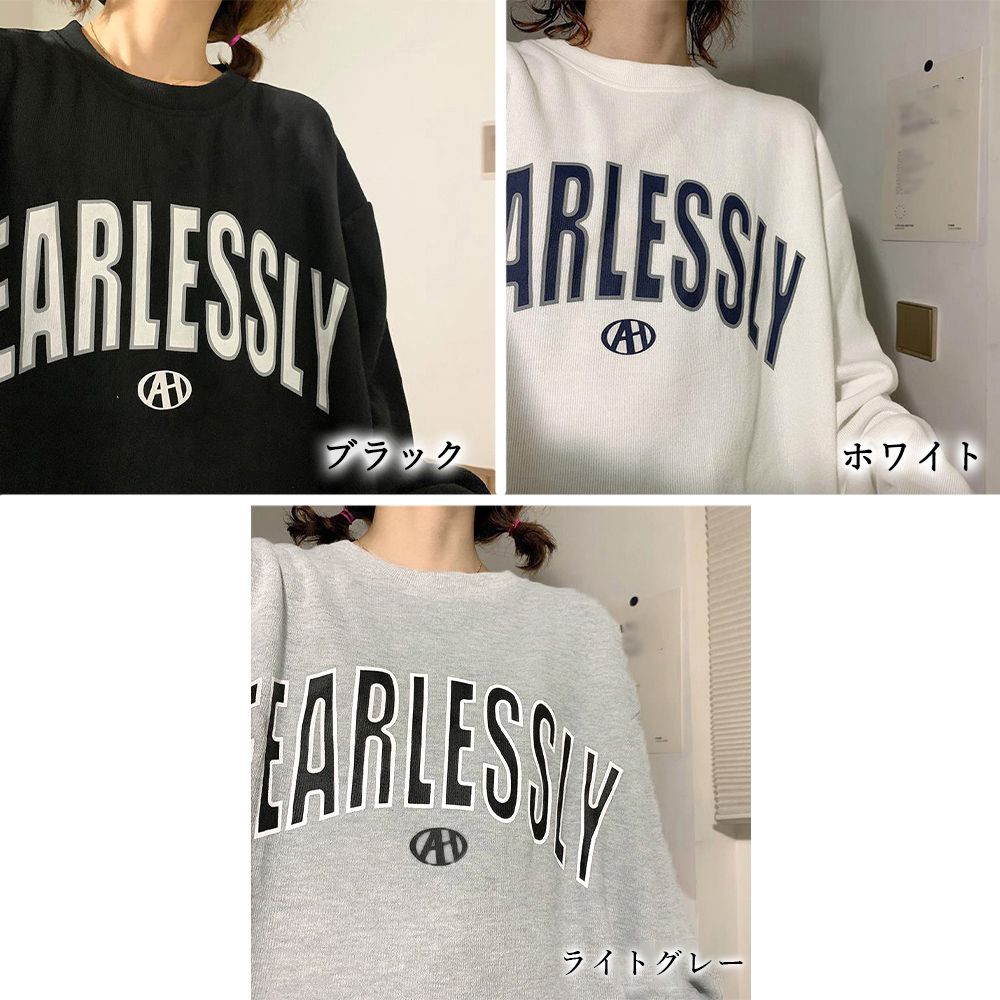チュニック ゆったり体型カバー韓国風ロゴトレーナー