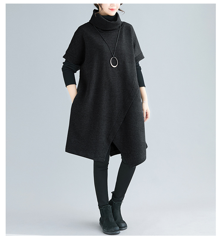タートルネック ニットワンピース チュニック 秋冬 暖か
