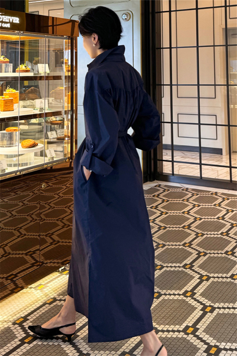 立ち襟ゆったりロングチュニック
