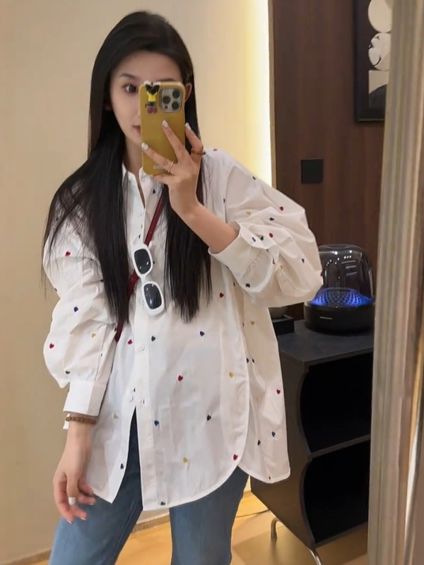 小紋ドット ゆったりチュニックシャツ