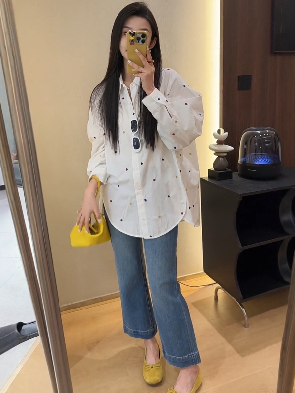 小紋ドット ゆったりチュニックシャツ