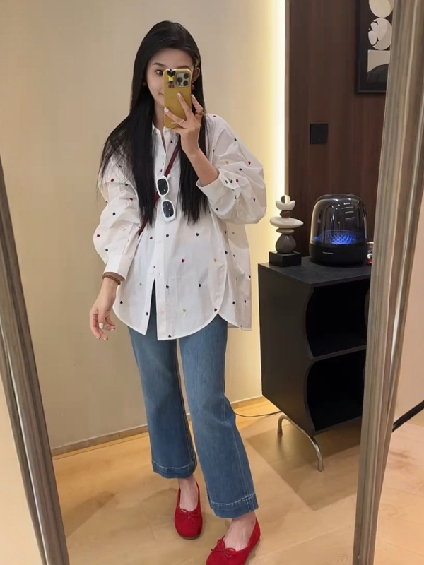 小紋ドット ゆったりチュニックシャツ