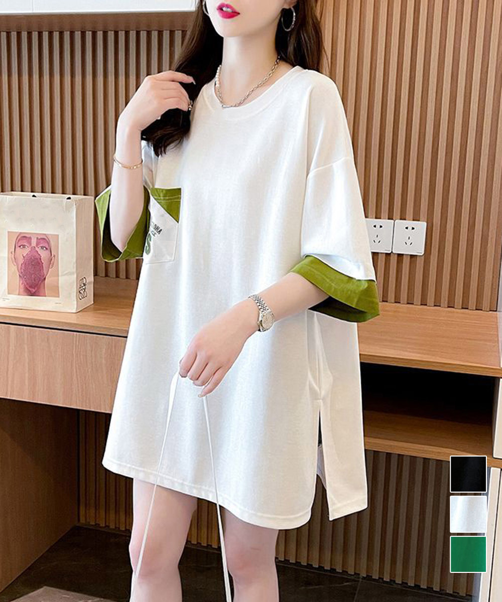 配色切替オーバーサイズチュニック