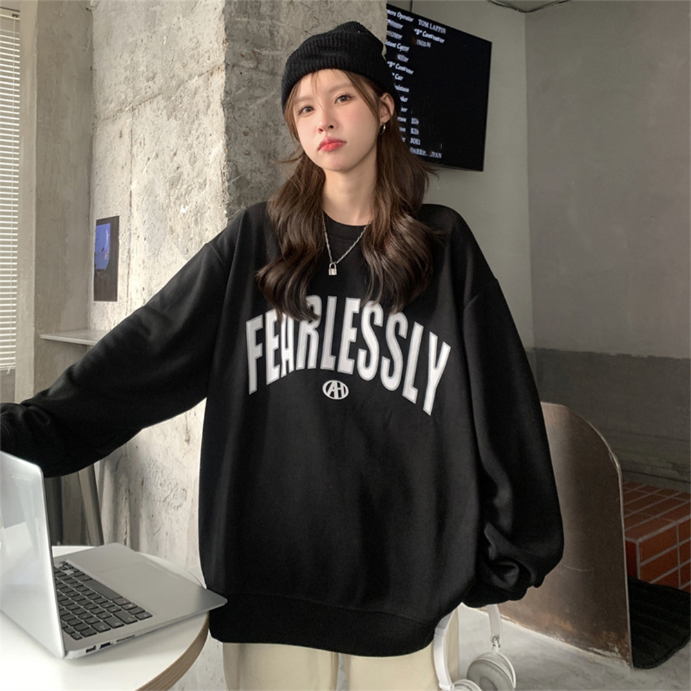 チュニック ゆったり体型カバー韓国風ロゴトレーナー