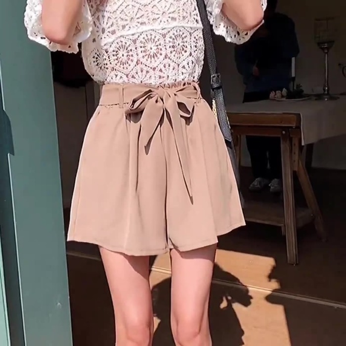 骨格ナチュラルリボンショートパンツ