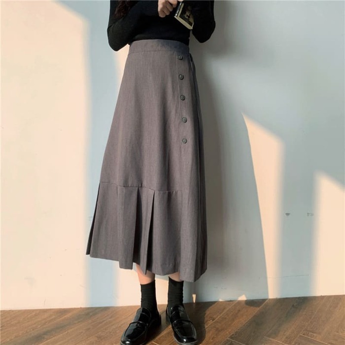 骨格ナチュラルフレアロングスカート