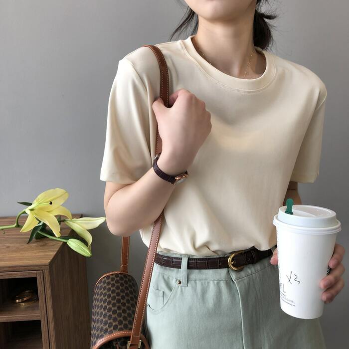 骨格ナチュラルラウンドネックTシャツ