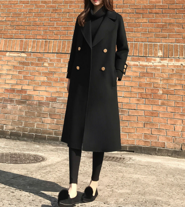 骨格ナチュラルダブルブレストロングアウター
