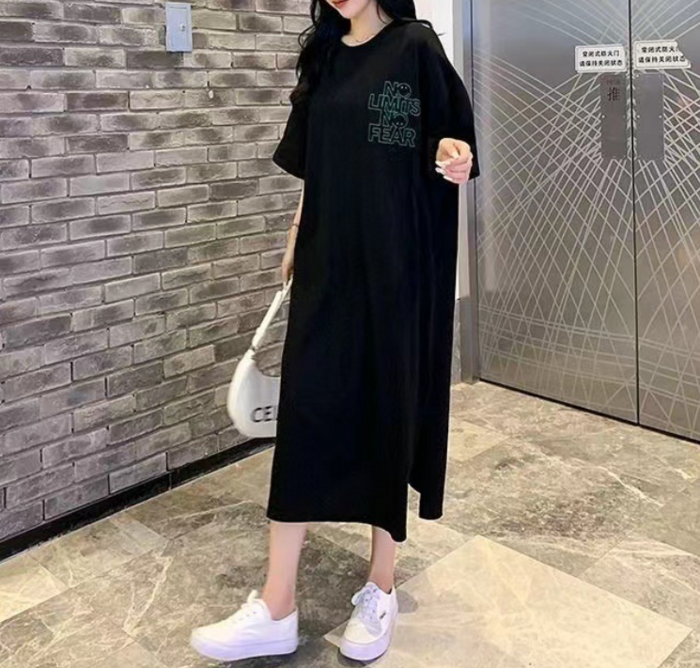 骨格ナチュラルオーバーシルエットロングTワンピース