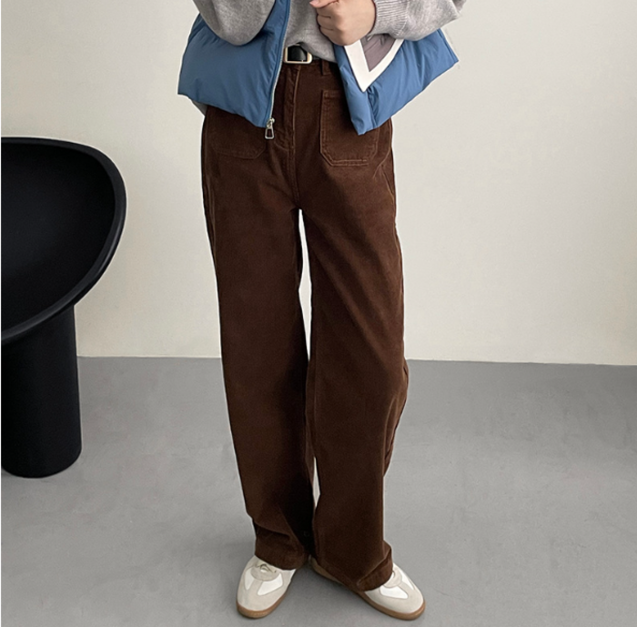 骨格ナチュラルダブルポケットコーデュロイストレートパンツ