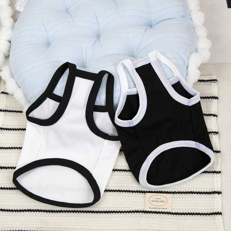 ネイビーコーデ 小型犬用リボン付きタンクトップペット服