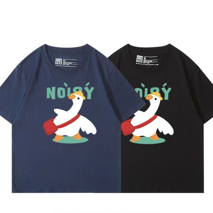 ネイビーコーデ 遊び心あふれる鳥イラストTシャツ