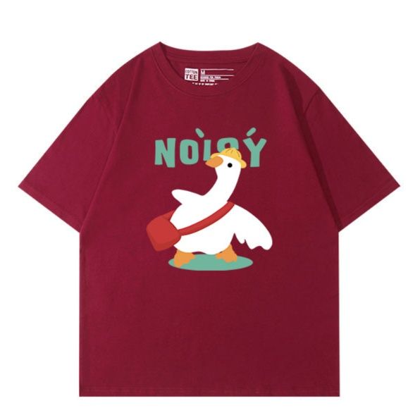 ネイビーコーデ 遊び心あふれる鳥イラストTシャツ