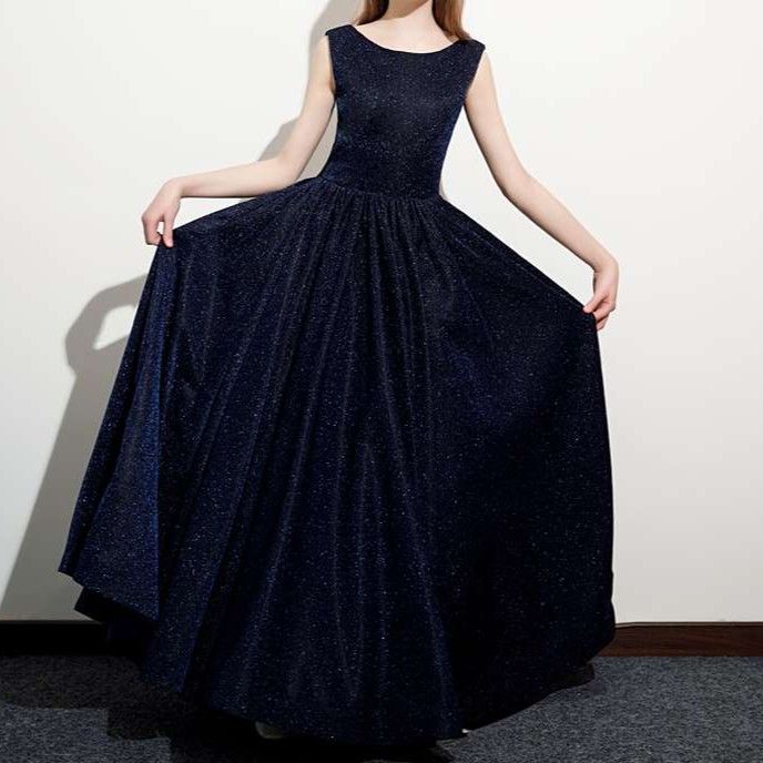 ネイビーコーデ きらめき優美ロングドレス