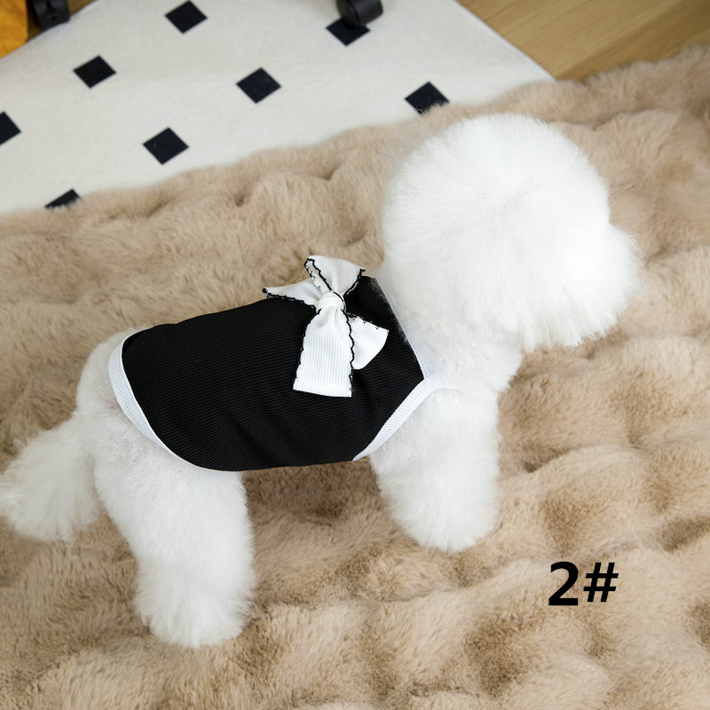 ネイビーコーデ 小型犬用リボン付きタンクトップペット服