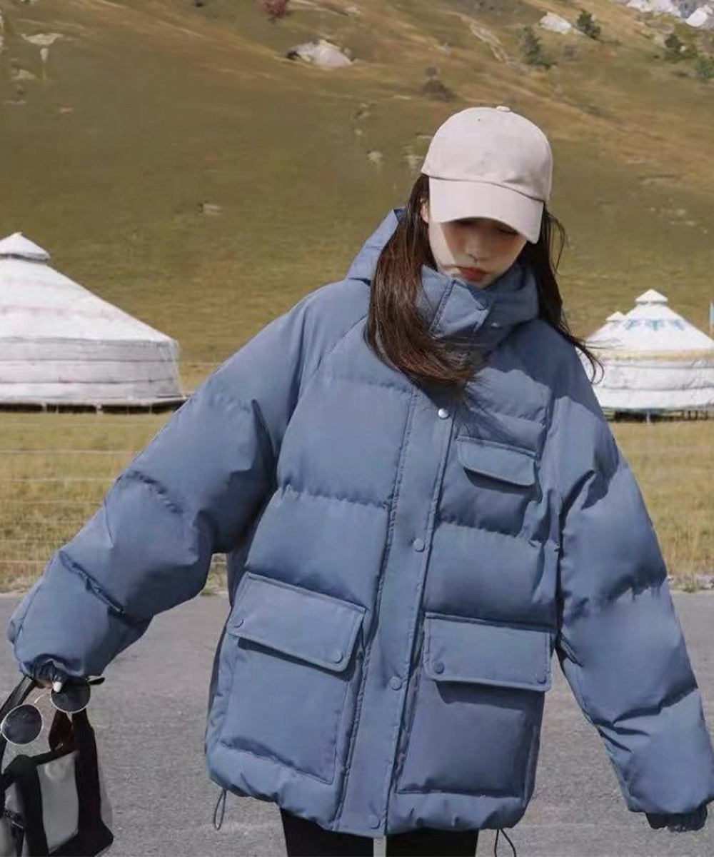 ネイビーコーデ レディース フード付き中綿アウター 防寒コート