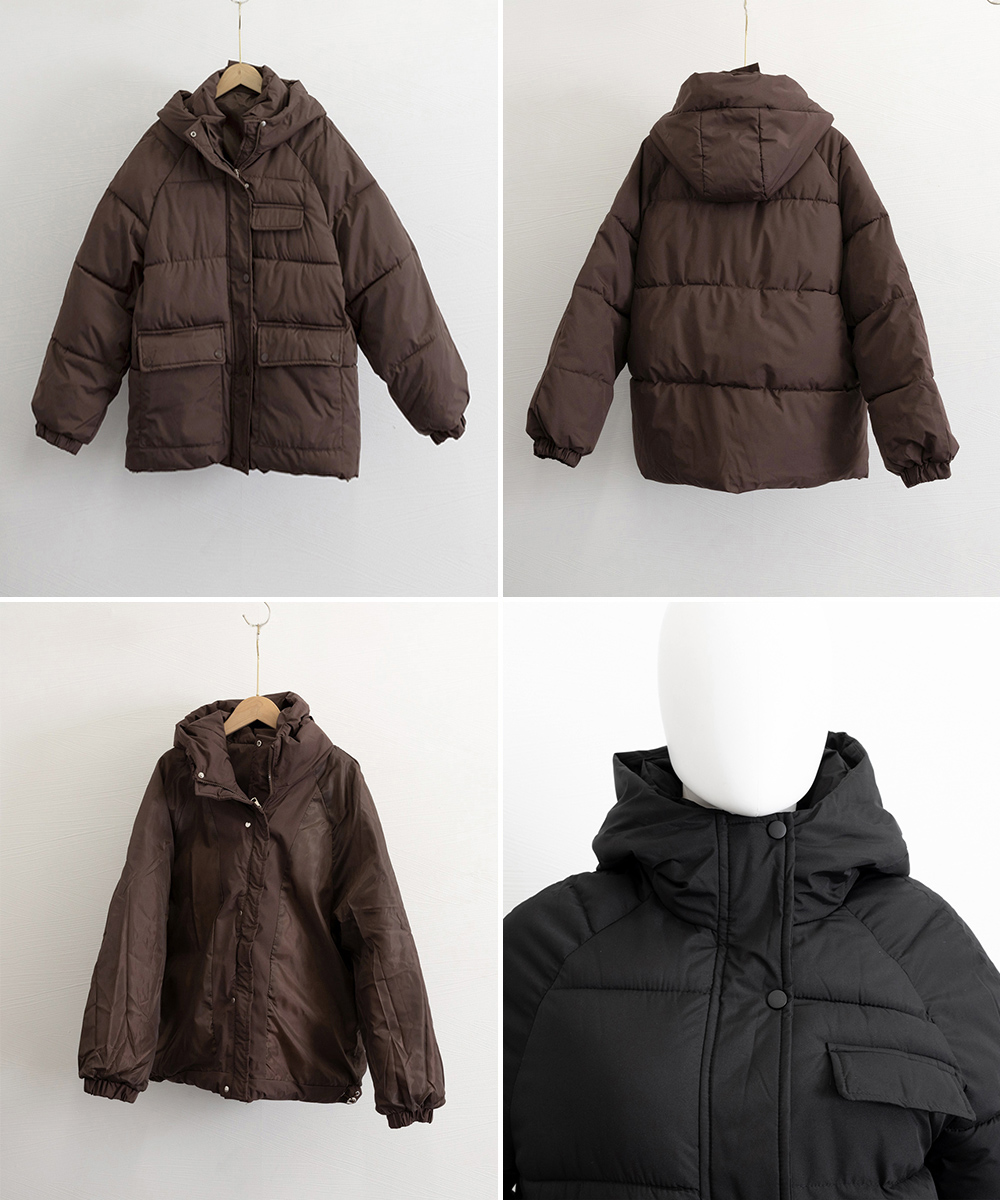 ネイビーコーデ レディース フード付き中綿アウター 防寒コート