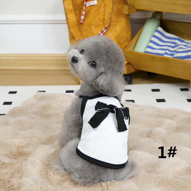 ネイビーコーデ 小型犬用リボン付きタンクトップペット服