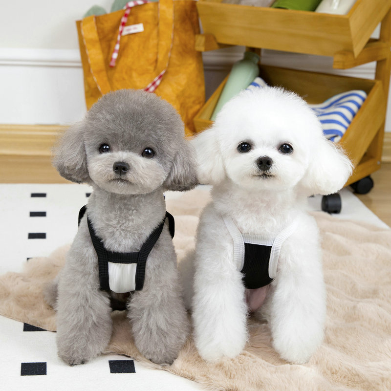 ネイビーコーデ 小型犬用リボン付きタンクトップペット服