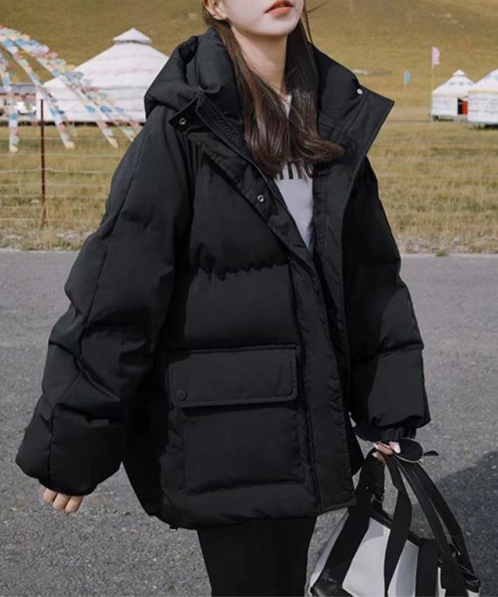 ネイビーコーデ レディース フード付き中綿アウター 防寒コート