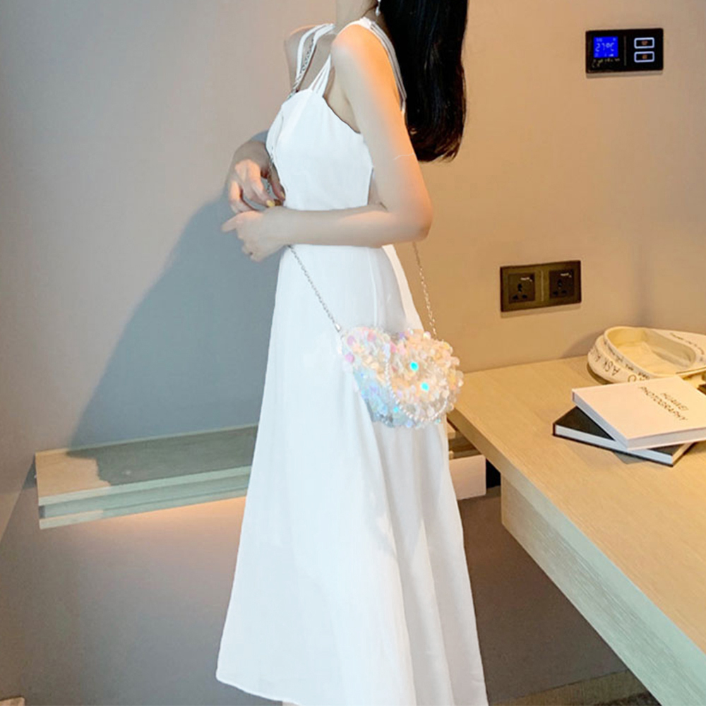 ネイビーコーデ 三本紐デザイン 美シルエット キャミワンピース 夏