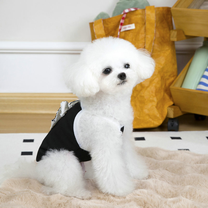 ネイビーコーデ 小型犬用リボン付きタンクトップペット服