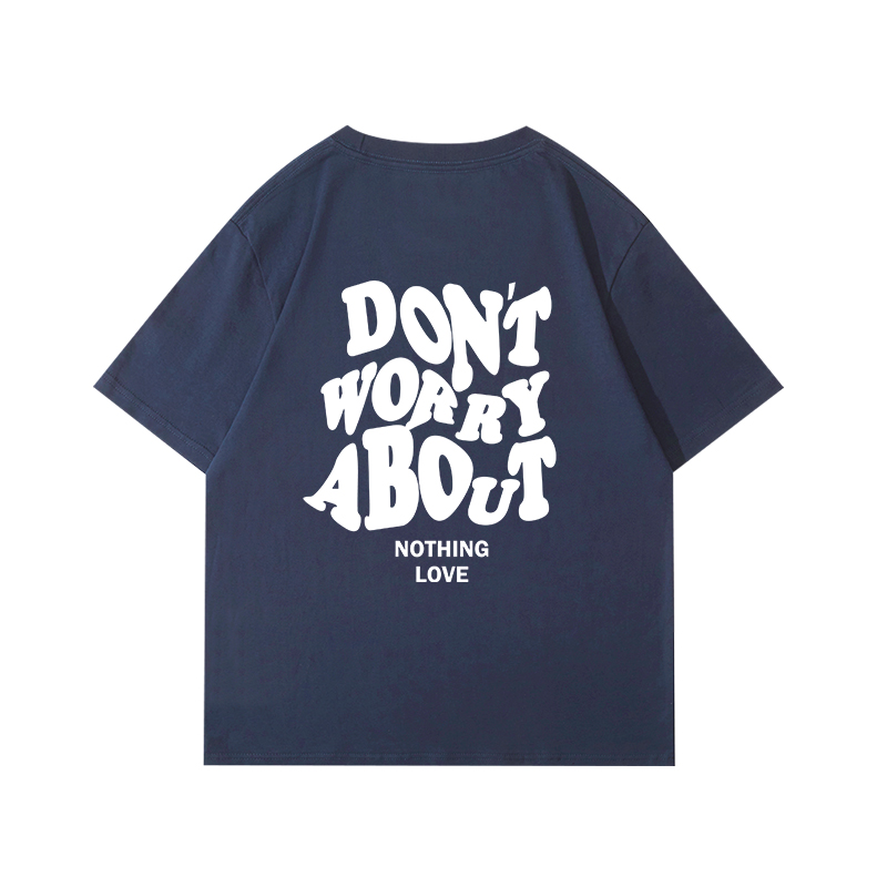 ネイビーコーデ "気にしない"メッセージ半袖Tシャツ