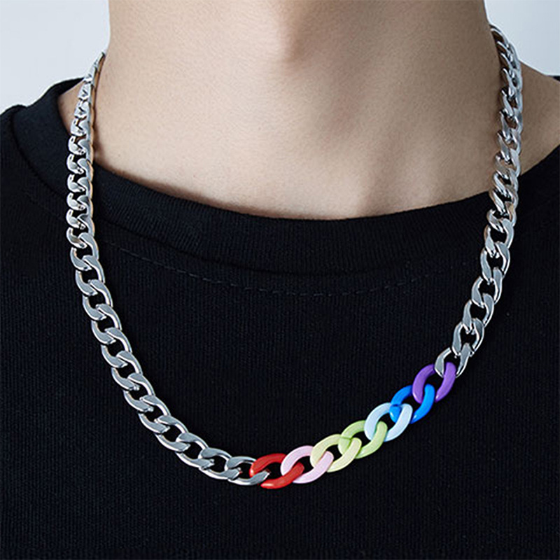 ネックレスチェーン 虹色アクセント喜びのチェーン