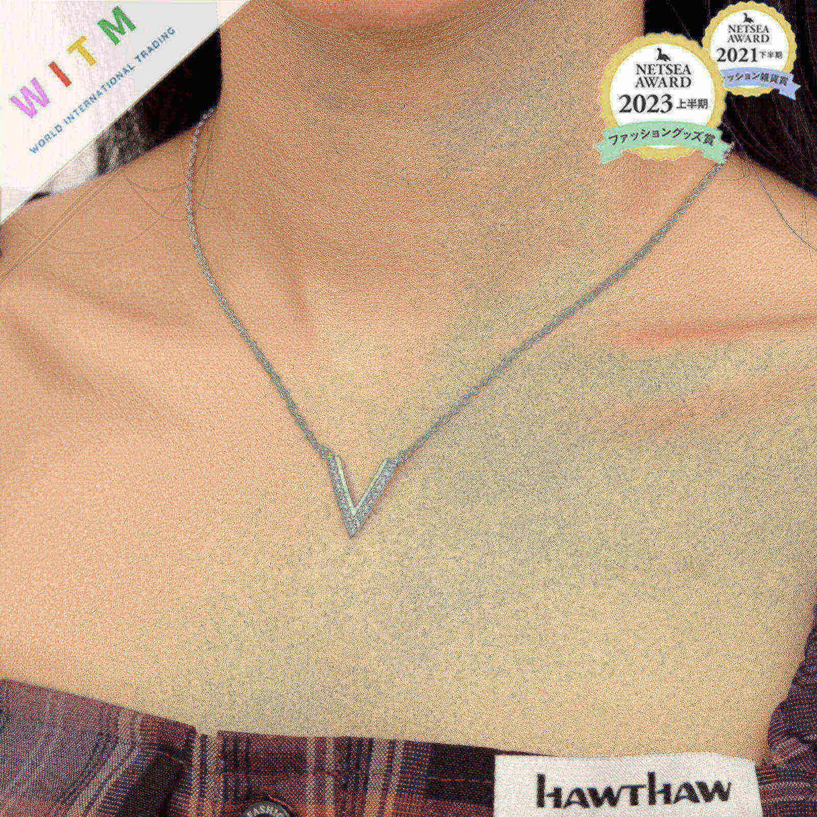 ネックレスチェーン V字ラインストーンネックレス高級感レディース