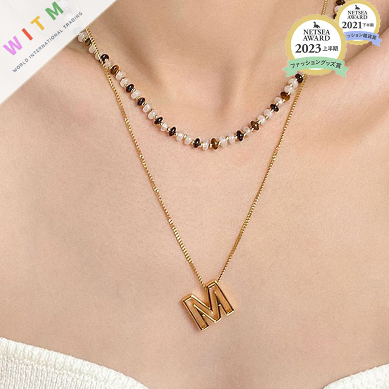 文字モチーフ ネックレスチェーン 高級感 錆びにくい レディース首飾り