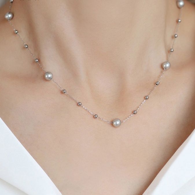 ネックレスチェーン 優美パールチタンネックレス